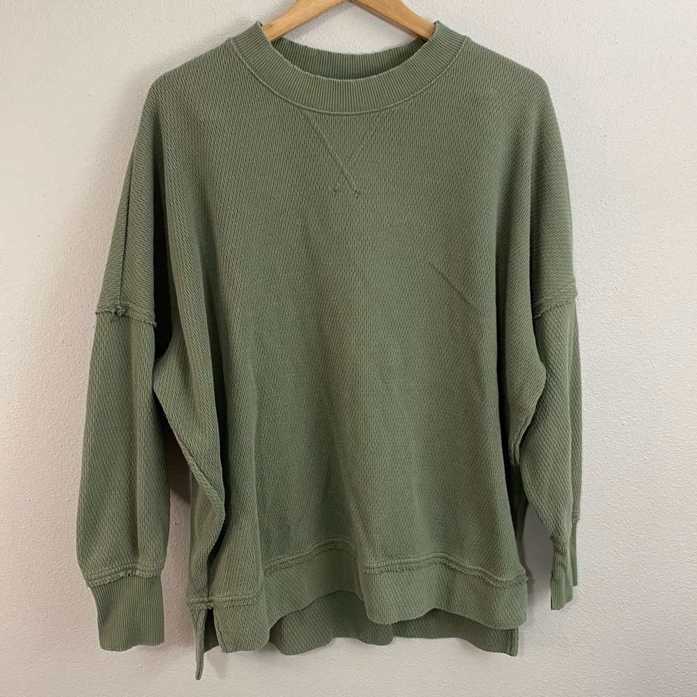 Aerie Oversized Green Crewneck Pullover Comfy Women’s Small